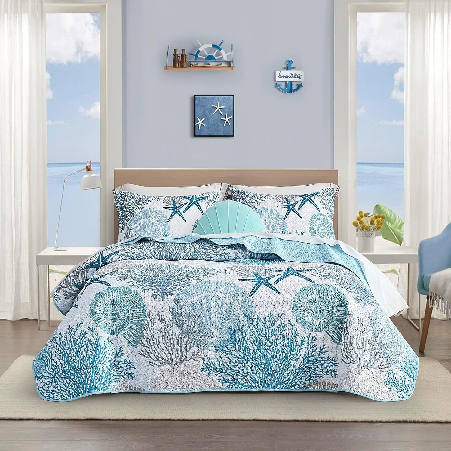 81acbBgdstL._AC_SL1500_.jpg Coastal Style Quilted Duvet Set - Thick and Lightweight Bedspread - Image 1